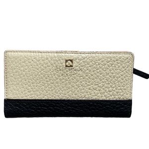 Kate Spade Pebble Leather Wallet - tan / black